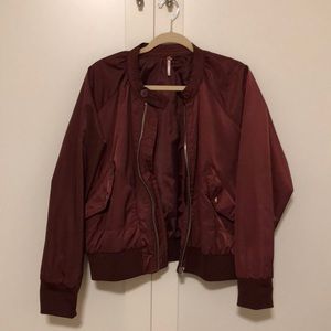 Free People lightweight maroon bomber jacket Size L